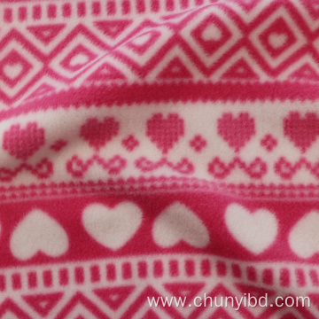 100 Polyester Pink Heart Pattern Both Side Brushed One Side Anti-pilling Printed Polar Fleece Fabric for Sofa Clothing